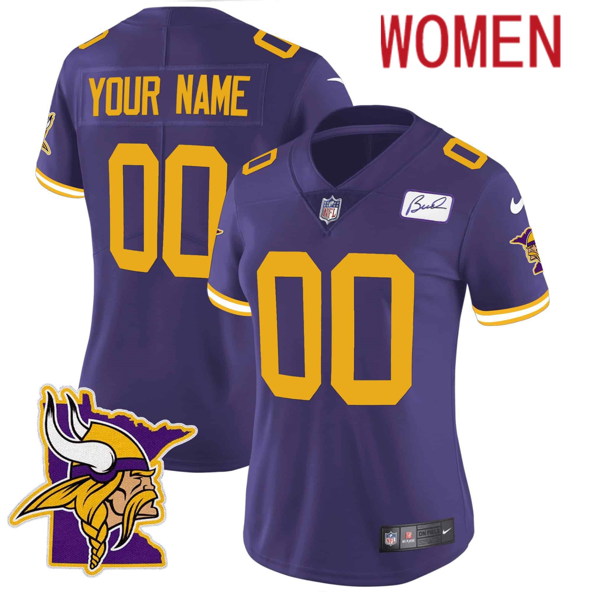 Women Minnesota Vikings Purple 2024 Nike Patch Classic Limited Custom NFL Jersey style 2